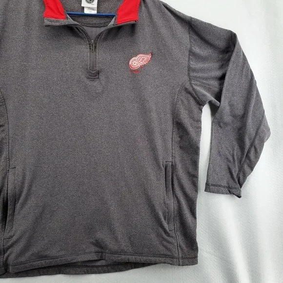 Redwings Hockey Shirt Gray Pullover Pockets Men?s Size Large 1/4 Zip - Picture 5 of 12